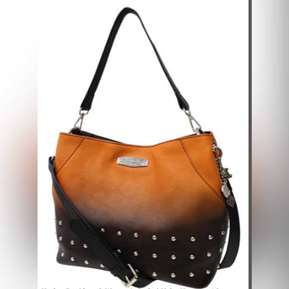 Harley-Davidson Orange to Black Ombre Studded Shoulder Bag